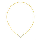 14K Yellow and White Gold 1/4 Cttw Princess Cut Diamond Channel-Set â€œVâ€ Shape 18" Pendant Necklace (H-I Color, SI2-I1 Clarity)-6