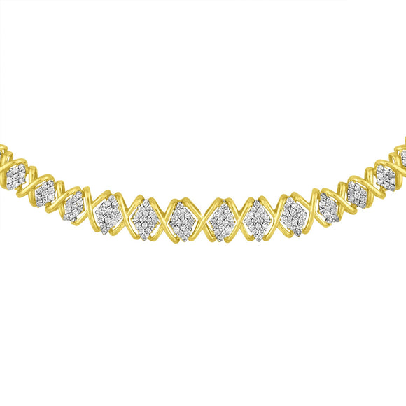 10K Yellow Gold 4 cttw Brilliant Round-Cut Diamond Graduating Riviera Statement Necklace (H-I Color, I2-I3 Clarity)