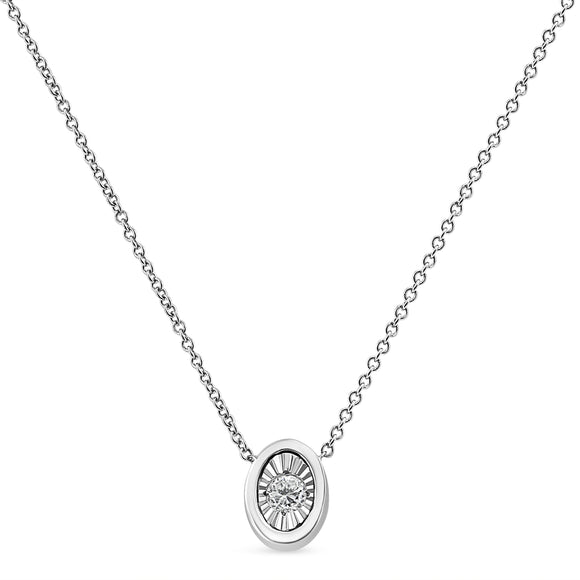 10K White Gold 1/10 Cttw Miracle Set Round-Cut Diamond Square Shape 18" Pendant Necklace (H-I Color, SI2-I1 Clarity)