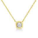 10K Yellow Gold Plated .925 Sterling Silver 1/10 Cttw Miracle Set Round Diamond Square Box Shape 18" Pendant Necklace (K-L Color, I2-I3 Clarity)-4