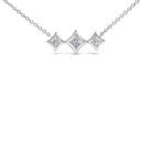 10K White Gold Bezel Set Princess Diamond 3 Stone Kite Shape and Station Necklace (H-I Color, SI2-I1 Clarity) - 18" Inches-4
