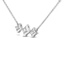 10K White Gold Bezel Set Princess Diamond 3 Stone Kite Shape and Station Necklace (H-I Color, SI2-I1 Clarity) - 18" Inches-5