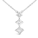 10K White Gold 1/5 Cttw Princess Cut Diamond 3 Stone Drop 18" Pendant Necklace (H-I Color, SI2-I1 Clarity)-6