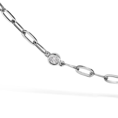 14K White Gold Bezel Set 1.00 Cttw Diamond 11 Station Necklace - 0