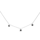 .925 Sterling Silver 5/8 Cttw Black Diamond 3 Station with Halo Necklace-1