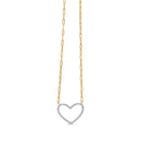 14K Yellow Gold Plated .925 Sterling Silver 1/4 Cttw Diamond Open Heart with Paperclip Chain Pendant Necklace (I-J Color, I2-I3 Clarity) - 18" Inches-2