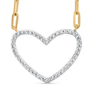 14K Yellow Gold Plated .925 Sterling Silver 1/4 Cttw Diamond Open Heart with Paperclip Chain Pendant Necklace (I-J Color, I2-I3 Clarity) - 18" Inches-1