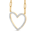 14K Yellow Gold Plated .925 Sterling Silver 1/4 Cttw Diamond Open Heart with Paperclip Chain Pendant Necklace (I-J Color, I2-I3 Clarity) - 18" Inches-3