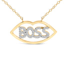 14K Yellow Gold Plated Silver 1/4 Cttw Diamond "Boss" Pendant Necklace - 18 Inch-2