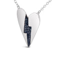 .925 Sterling Silver Blue Diamond Broken Heart Pendant Necklace (H-I Color, I1-I2 Clarity) - 18" Inches-3