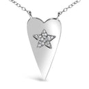 .925 Sterling Silver Diamond Heart with Star Pendant Necklace-2