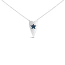 .925 Sterling Silver Blue Diamond Heart with Star Pendant Necklace-1