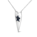 .925 Sterling Silver Blue Diamond Heart with Star Pendant Necklace-3