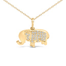 10K Yellow Gold 1/5 Cttw Diamond Elephant Pendant Necklace-2