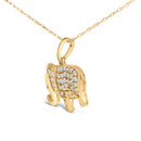 10K Yellow Gold 1/5 Cttw Diamond Elephant Pendant Necklace-3
