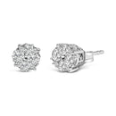 .925 Sterling Silver 1/2 cttw Prong Set Round-Cut Diamond Cluster Stud Earring (I-J Color, I2-I3 Clarity)-17