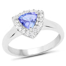 1.02 Carat Genuine Tanzanite and White Topaz .925 Sterling Silver Ring-1