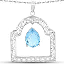 10.50 Carat Genuine Swiss Blue Topaz .925 Sterling Silver Pendant-1