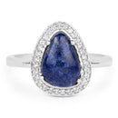 2.03 Carat Genuine Lapis And White Topaz .925 Sterling Silver Ring-3