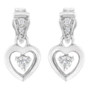 14K White Gold 1/6 Cttw Diamond Dangle Heart Stud Earrings (H-I, SI2-I1)-1