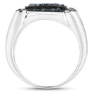 0.81 Carat Genuine Blue Diamond .925 Sterling Silver Ring-2