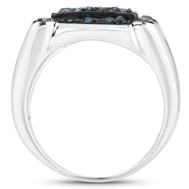 0.81 Carat Genuine Blue Diamond .925 Sterling Silver Ring - 0