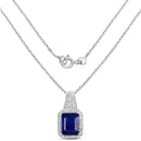 4.72 Carat Glass Filled Sapphire and White Topaz .925 Sterling Silver Pendant-2