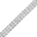 .925 Sterling Silver 1.00 Cttw Diamond Multi Row Heart Link Bracelet (H-I Color, I1-I2 Clarity) - 7.25" Inches-4