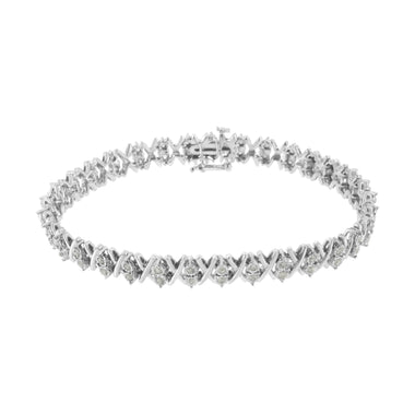 .925 Sterling Silver 1.0 Cttw Diamond Miracle-Set X-Link 7" Tennis Bracelet (I-J Color, I3 Clarity) - 0