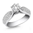 14k White Gold Cathedral Double Row Pave Diamond Engagement Ring-1
