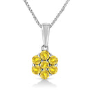 .925 Sterling Silver 1/2 Cttw Prong Set Treated Green Diamond Floral Cluster 18" Pendant Necklace (Green Color, I1-I2 Clarity)-3