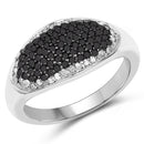 0.46 Carat Genuine Black Diamond and White Diamond .925 Sterling Silver Ring-1