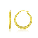 10k Yellow Gold Graduated Twisted Hoop Earrings-1