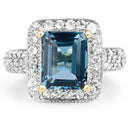 14K Yellow Gold Plated 5.03 Carat Genuine London Blue Topaz and White Topaz .925 Sterling Silver Ring-4
