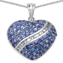 4.17 Carat Genuine Tanzanite and White Topaz .925 Sterling Silver Pendant-1