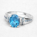 2.72 Carat Genuine London Blue Topaz and Blue Diamond .925 Sterling Silver Ring-4