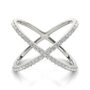 14k White Gold X Style Thin Ring with Diamonds (1/2 cttw)-2