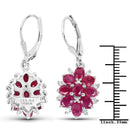 4.30 Carat Genuine Ruby and White Zircon .925 Sterling Silver Earrings-3