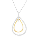 14K Two-Tone Gold Round Cut Diamond Double Burst Pendant Necklace (1.00 cttw, H-I Color, SI2-I1 Clarity)-2