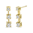 14K Yellow Gold 1/2 Cttw Round Diamond 3 Stone Graduated Linear Drop Past, Present and Future Stud Earrings (H-I Color, SI1-SI2 Clarity)-5