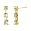 14K Yellow Gold 1/2 Cttw Round Diamond 3 Stone Graduated Linear Drop Past, Present and Future Stud Earrings (H-I Color, SI1-SI2 Clarity)-8