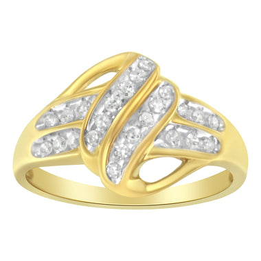 10K Yellow Gold Plated .925 Sterling Silver 1.0 Cttw Diamond Flower Cluster Open Halo Floral Ring (J-K Color, I2-I3 Clarity) - Size 6 - 0