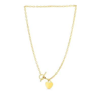 Toggle Necklace with Heart Charm in 14k Yellow Gold - 0