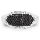 0.46 Carat Genuine Black Diamond and White Diamond .925 Sterling Silver Ring-3