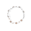 10K White Gold 4.0 Cttw Champagne and White Diamond Floral Cluster and Station Link Bracelet (H-I Color, SI2-I1 Clarity) - 7" Inches-3
