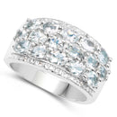 2.44 Carat Genuine Aquamarine & White Topaz .925 Sterling Silver Ring-2