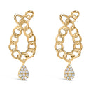 14K Yellow Gold Plated .925 Sterling Silver 1/10 Cttw Diamond Chain Link Teardrop Dangle Earrings (H-I Color, I1-I2 Clarity)-1