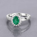 0.86 Carat Genuine Zambian Emerald and White Diamond 14K White Gold Ring-2