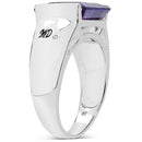 5.21 Carat Genuine Amethyst & White Diamond .925 Sterling Silver Ring-2