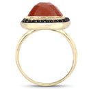 6.74 Carat Genuine Peach Moonstone and Black Spinel .925 Sterling Silver Ring-2